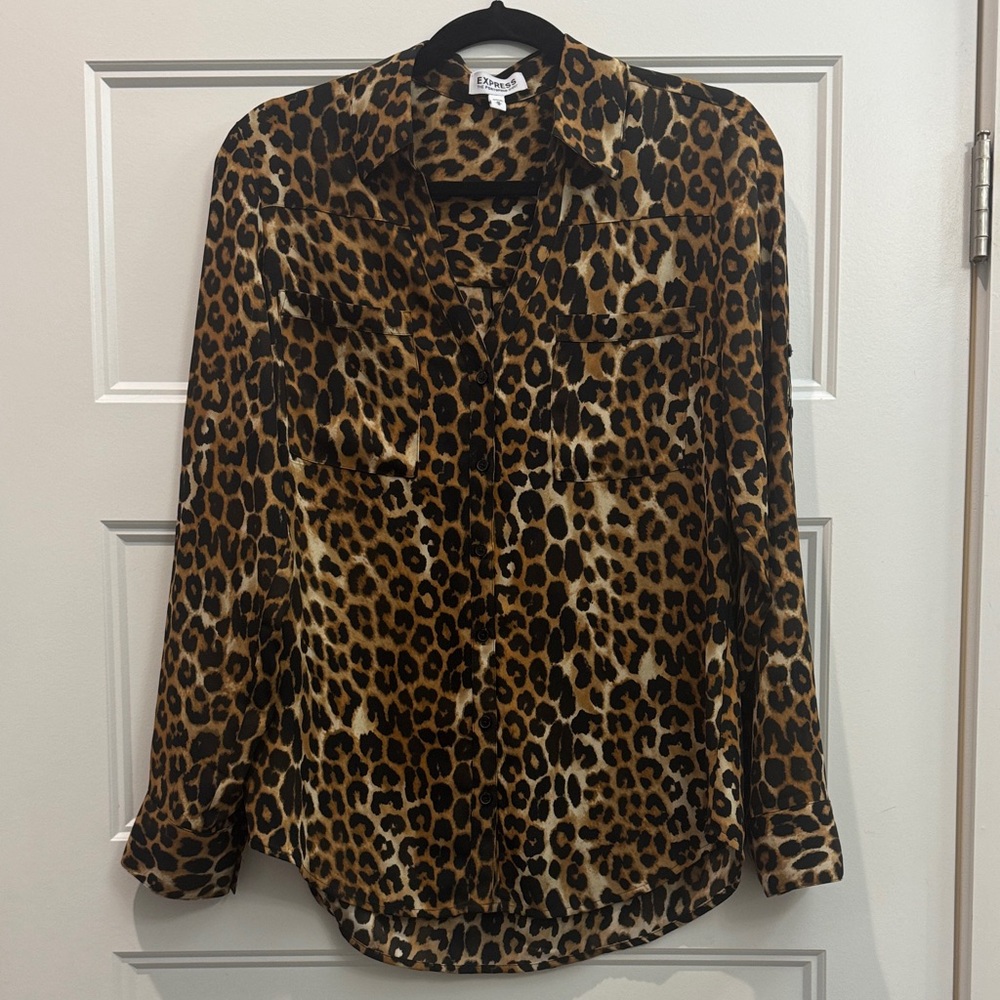 Express Animal Print Long Sleeve Shirt